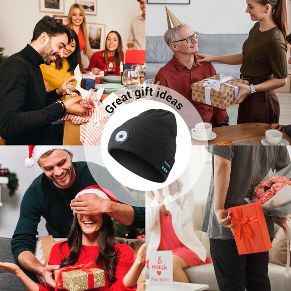 Bluetooth Beanie with Light, LED Beanie with Built-in Speaker and Microphone, Un - Picture 7 of 7